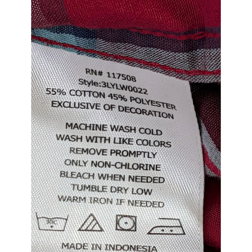 Levis Western Pearl Snap Shirt Mens M Red Plaid Yoke‎ Flap Pockets Cowboy Rodeo